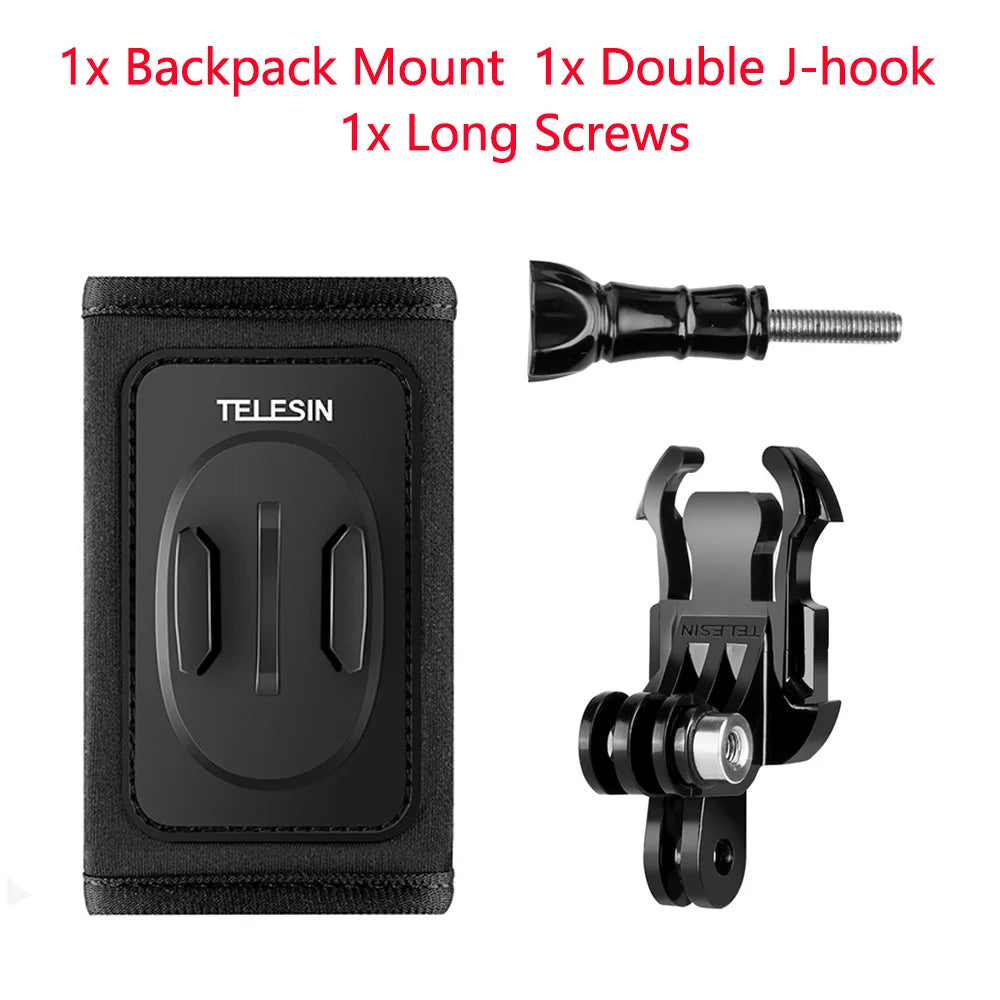 TELESIN 360° Rotation Backpack Strap Mount for Hero 13 12 11 10 9 8 7 6 5 Insta360 SJCAM EKEN DJI Osmo Action Accessories