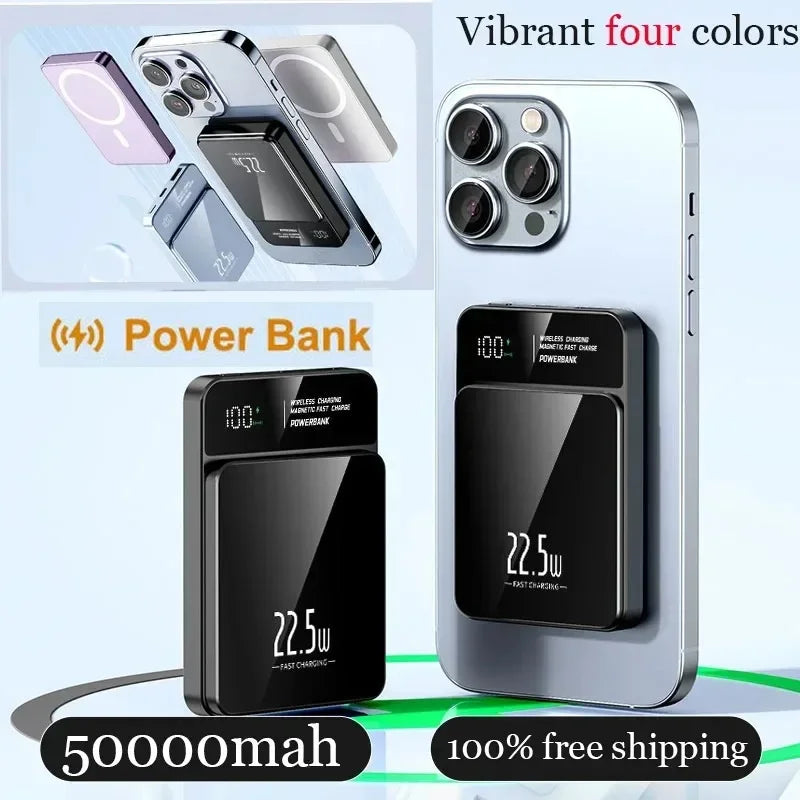 Portable 50000Mah Macsafe Magnetic Power Bank Fast Wireless