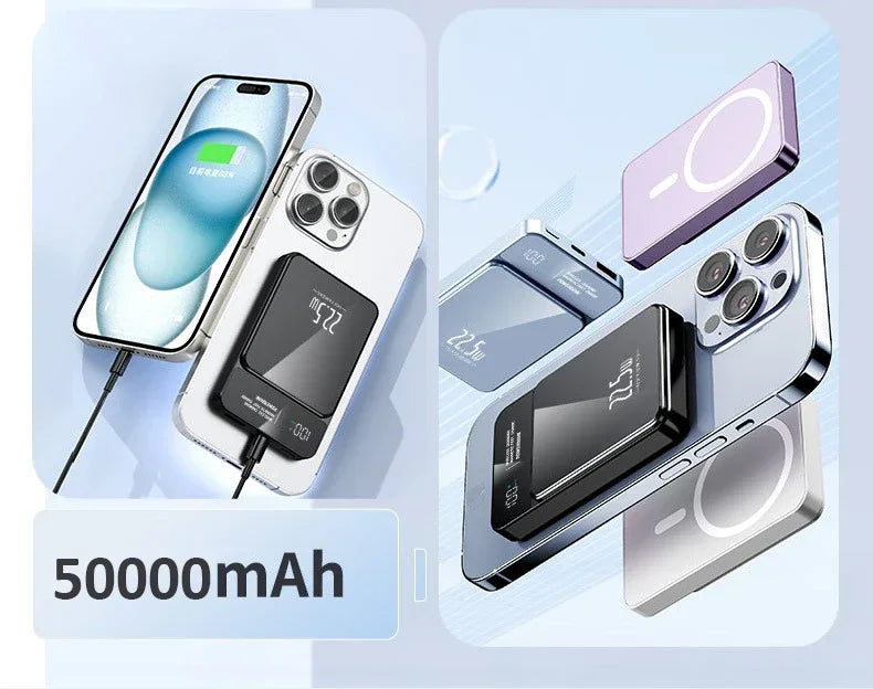 Portable 50000Mah Macsafe Magnetic Power Bank Fast Wireless