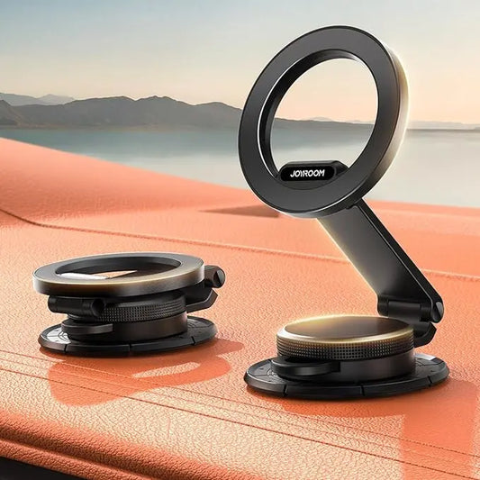 Magnetic Car Phone Holder All Metal Cutting Base Folding Car Phone Mount Strong Magnet Dashboard Phone Holder for Iphone