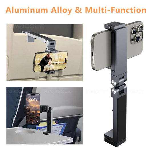 Aluminum Alloy Airplane Phone Holder Adjustable Stand for Travel Selfie Rotating Desk Portable Foldable Hook  Mount