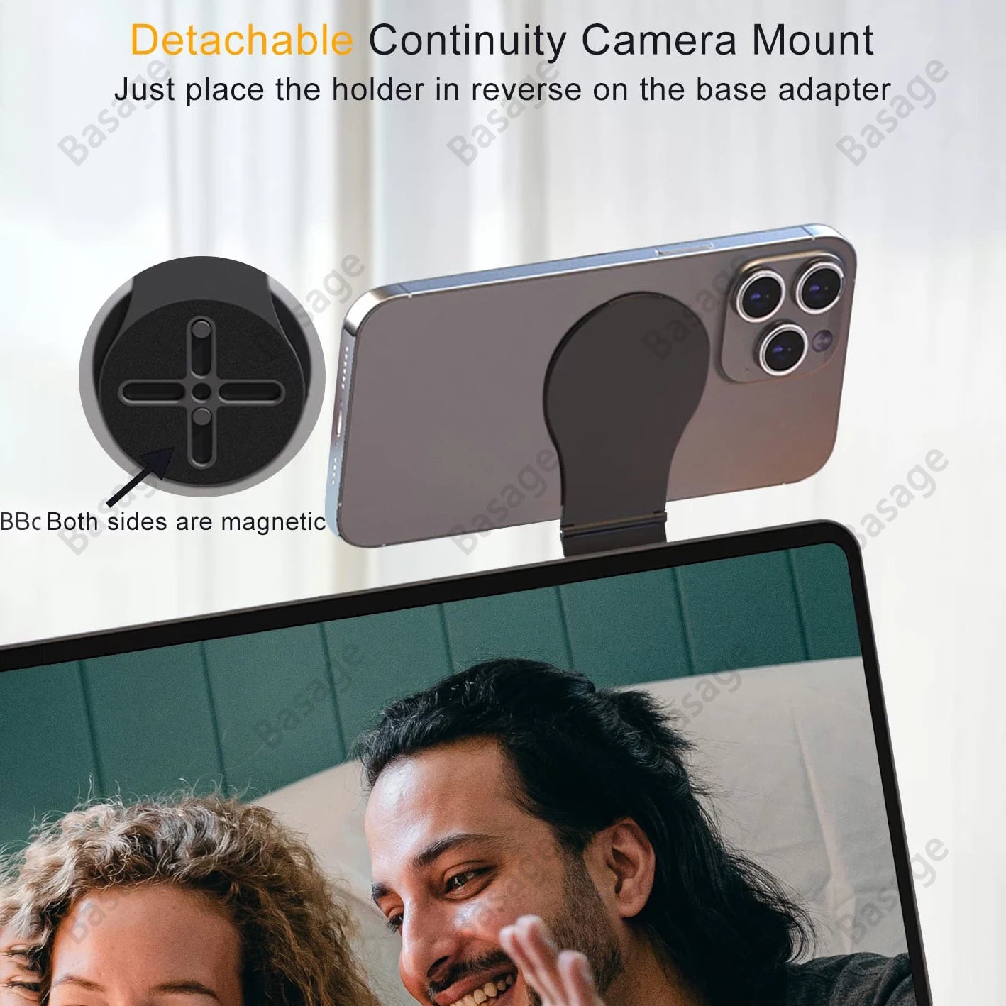Detachable Magnetic Phone Holder for Laptop/Continuity Camera/Tripod/Desk MagSafe