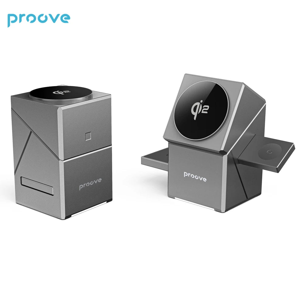 Proove Iron Hide QI2 3In1 15W Fast Charging Autorotation for Watch Earphone Wireless Charging