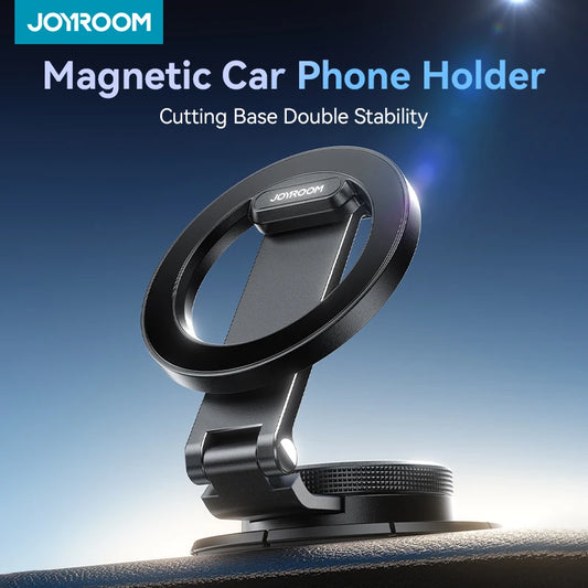 Magnetic Car Phone Holder All Metal Cutting Base Folding Car Phone Mount Strong Magnet Dashboard Phone Holder for Iphone
