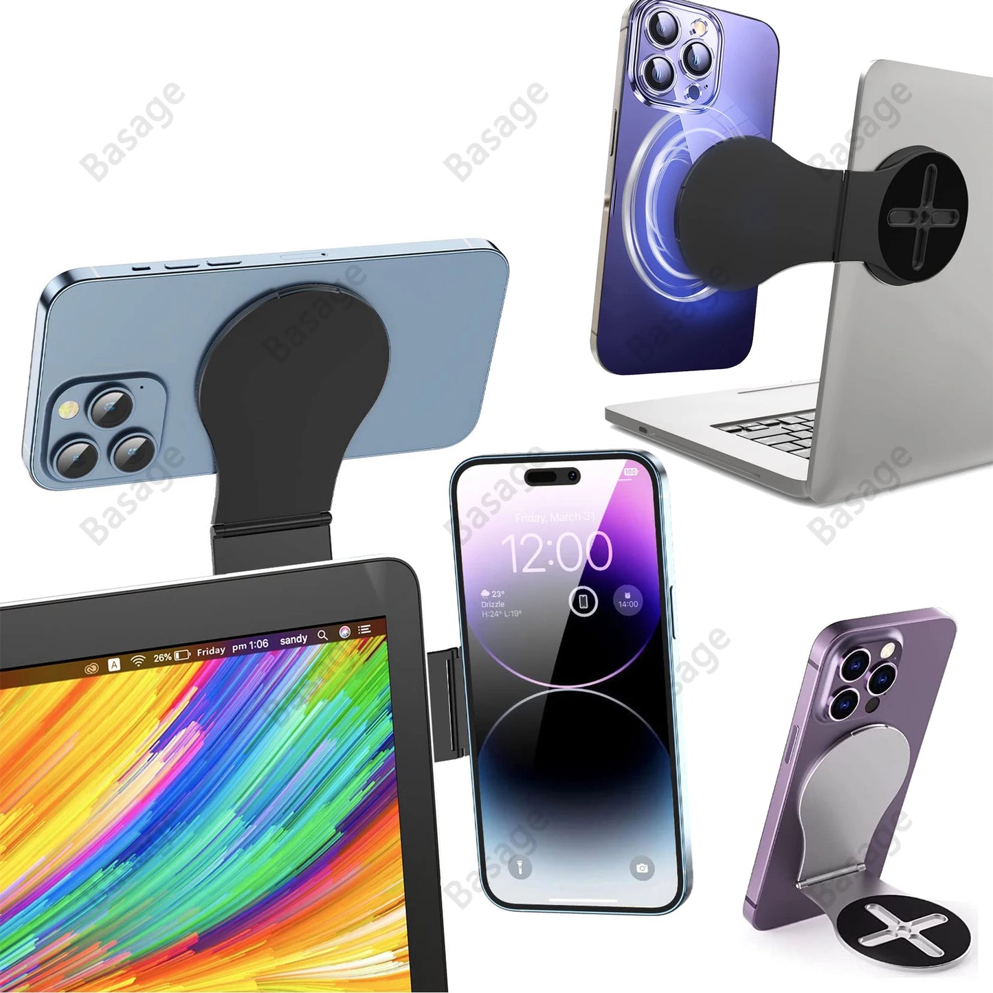 Detachable Magnetic Phone Holder for Laptop/Continuity Camera/Tripod/Desk MagSafe