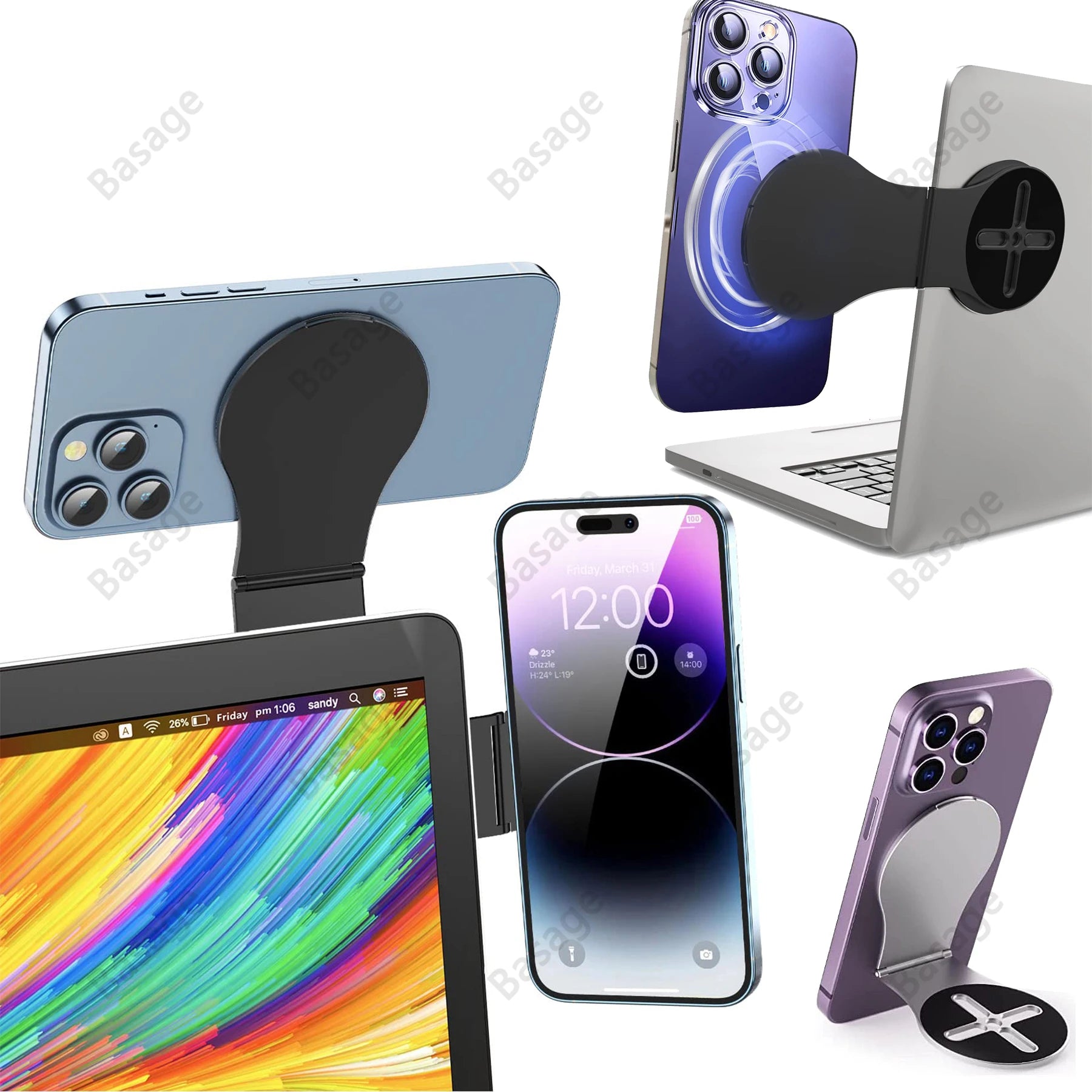 Detachable Magnetic Phone Holder for Laptop/Continuity Camera/Tripod/Desk MagSafe