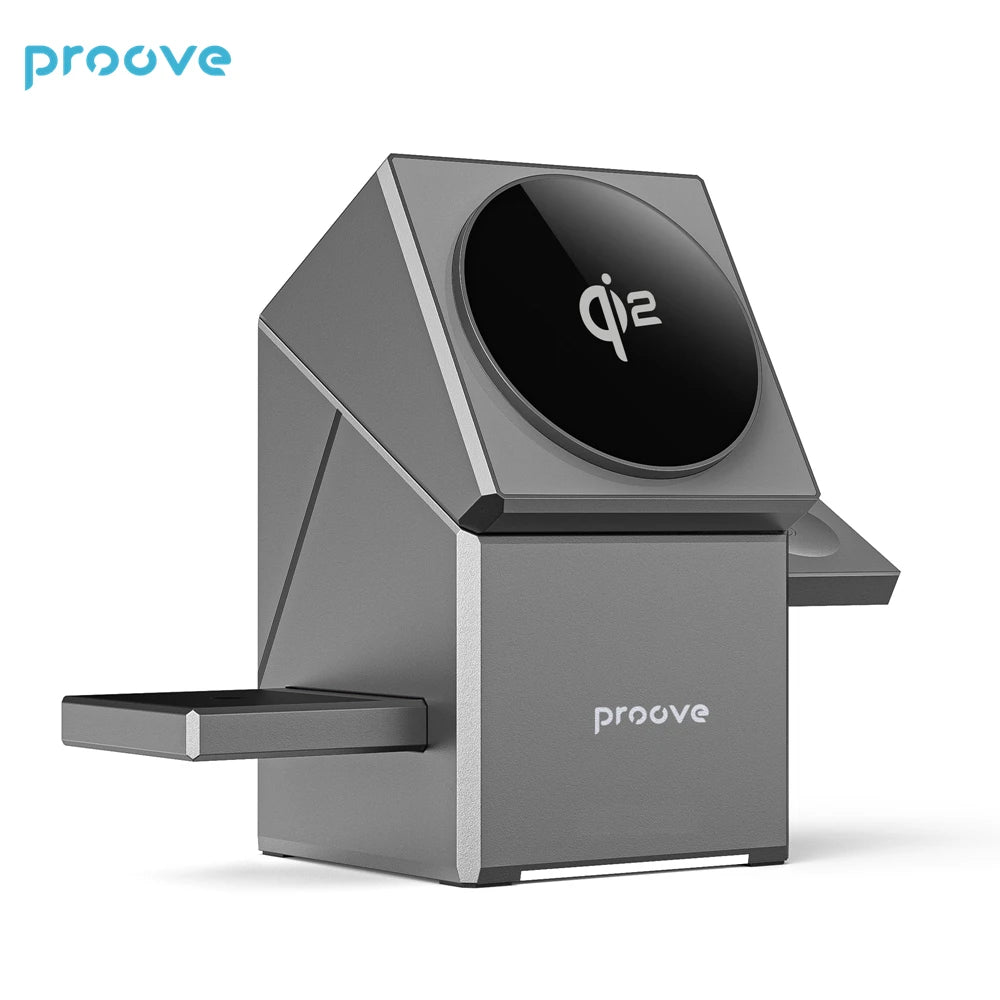 Proove Iron Hide QI2 3In1 15W Fast Charging Autorotation for Watch Earphone Wireless Charging