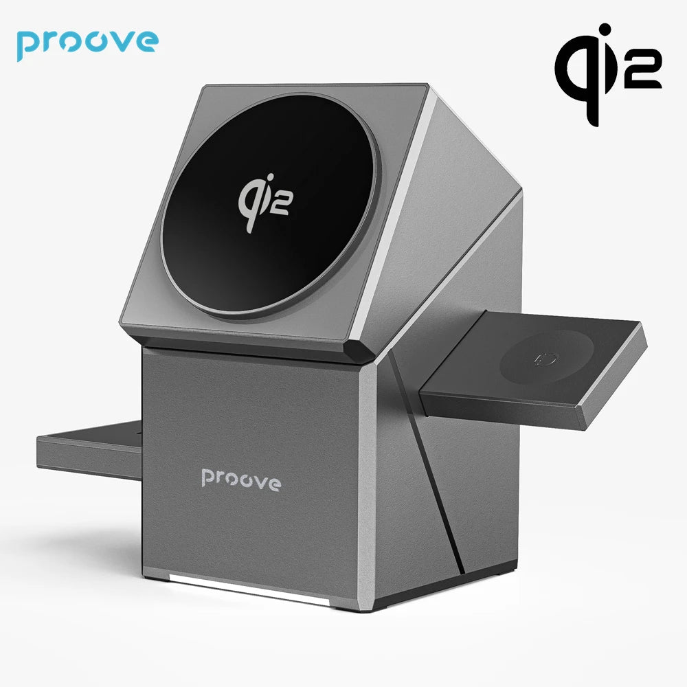 Proove Iron Hide QI2 3In1 15W Fast Charging Autorotation for Watch Earphone Wireless Charging