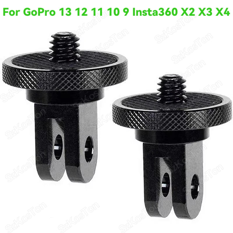 1/4 Inch Screw Tripod Adapter 360 Rotating Mount Holder for Go Pro 13 12 11 10 9 8 Insta360 One X2 X3 X4 DJI Camera Accessories